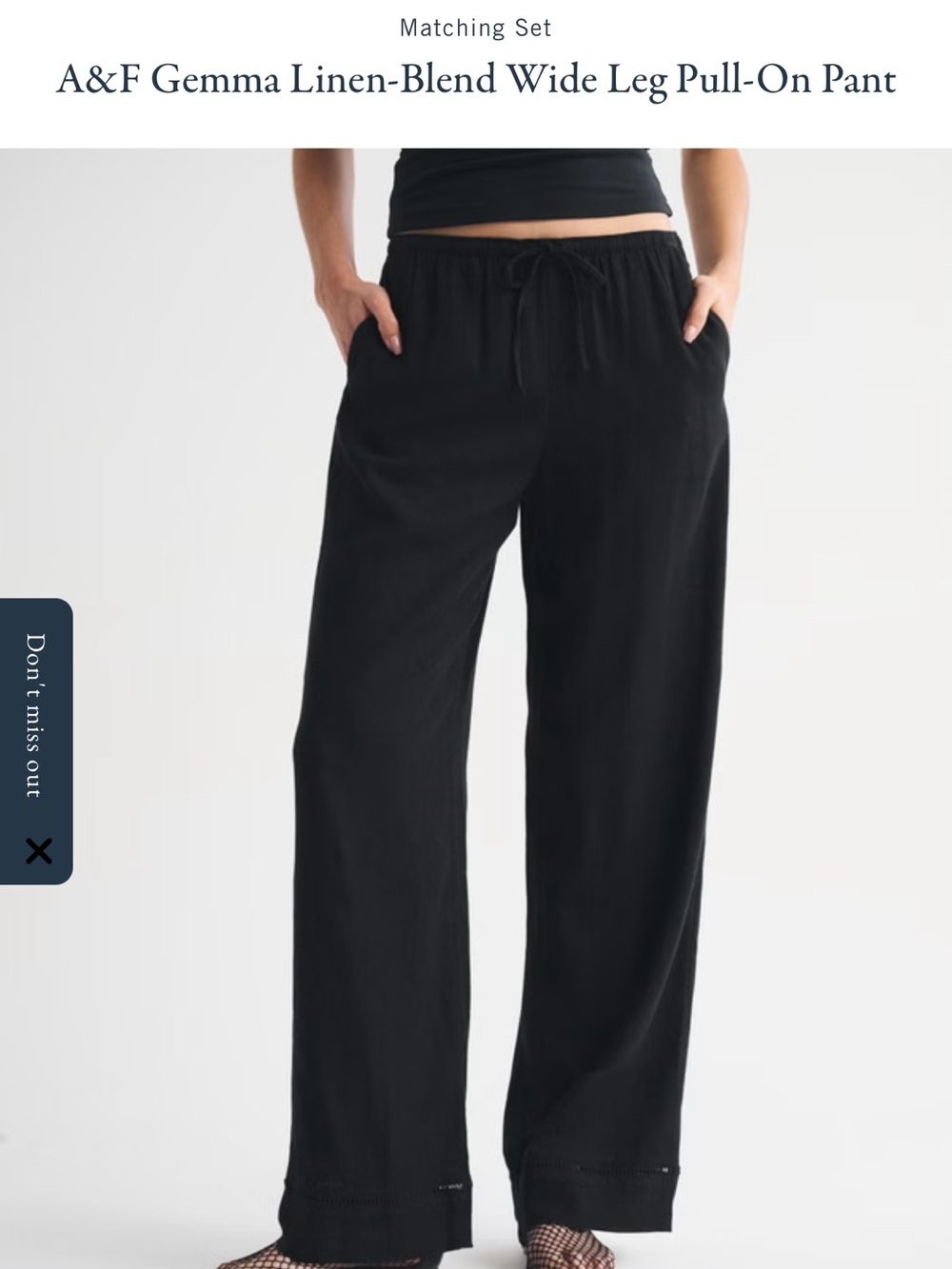 NWT A&F Gemma Linen-Blend Wide Leg Pull-On Pant - Picture 2 of 7